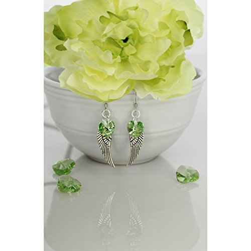 Woodstock Angel Wing Earrings, Peridot- Rainbow Maker Collection
