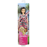 Barbie Doll, Brunette, Wearing Pink and Blue Heart-Print Dress and Platform Sneakers, for 3 to 7 Year Olds (GHW46)