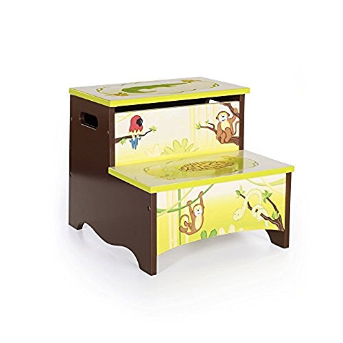 Guidecraft Wood Hand-Painted Jungle Party Themed Step-Up, Kids Room Furniture