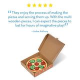 Melissa & Doug Top and Bake Wooden Pizza Counter Play Food Set (Pretend Play, Helps Support Cognitive Development, 34 Pieces, 7.75" H x 9.25" W x 13.25" L)