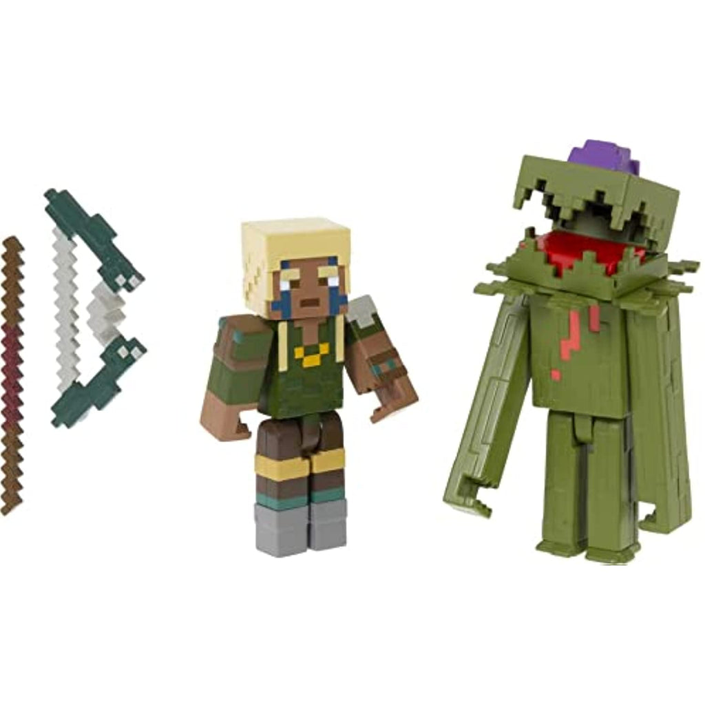 Mattel Minecraft Craft-a-Block 2-Pk, Action Figures & Toys to Create, Explore and Survive, Authentic Pixelated Designs, Collectible Gifts for Kids Age 6 Years and Older