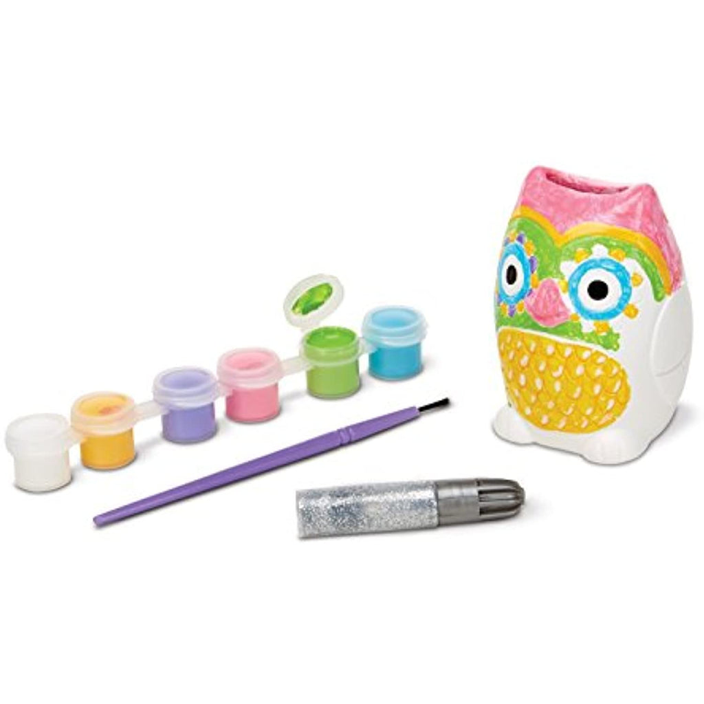 Melissa & Doug DYO Owl Bank: Decorate-Your-Own Kit & 1 Scratch Art Mini-Pad Bundle (09538)