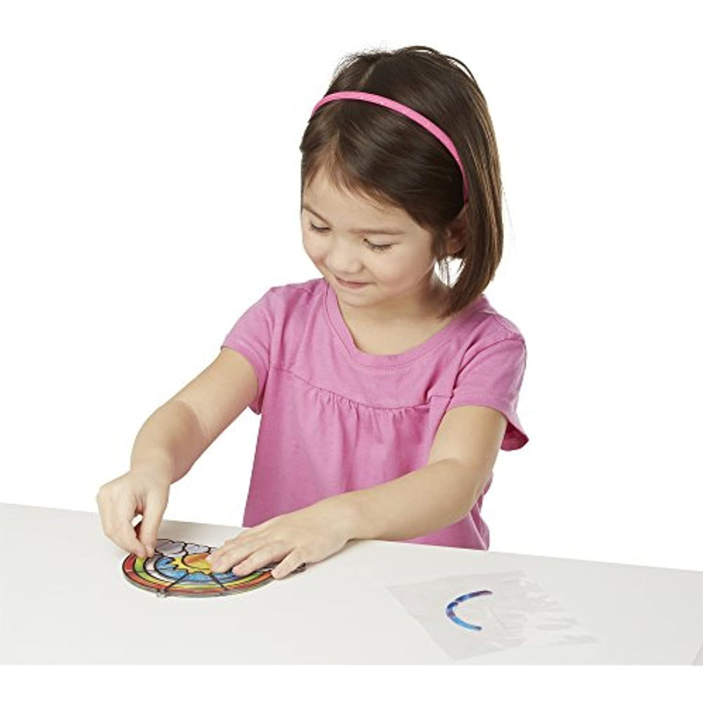 Melissa & Doug Stained Glass Made Easy Peel & Press 2 Pack - Rainbow & Heart Ornaments