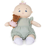 GUND Baby Baby Doll with Teddy Bear Plush Blonde, Green Romper, 9"