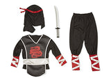 Melissa & Doug Ninja Role Play Costume Set (4 pcs) - Tunic, Pants, Hood, Soft Sword