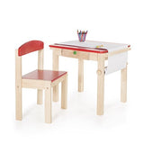 Guidecraft Toddlers Art Table & Chair Set Red - W/Storage Compartment Kids Furniture, Classroom School Supply