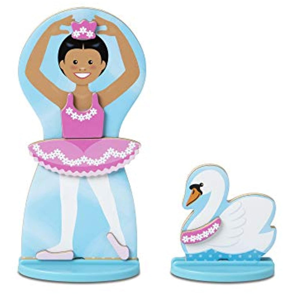 Melissa & Doug Ballerina and Fairy Magnetic Dress-Up Double-Sided Wooden Doll and Swan Pretend Play Set (52 pcs)