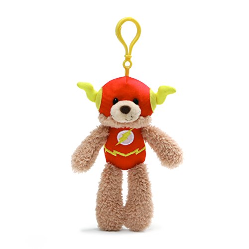Gund DC Comics Fuzzy Flash Plush Backpack Clip, 6.5 , Brown