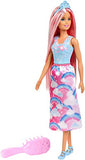 Barbie Doll, Rainbow Princess Look with Extra-Long Pink Hair, Plus Hairbrush, for 3 to 7 Year Olds