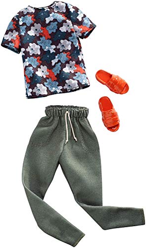 Barbie Clothes: 1 Outfit for Ken Doll Includes Floral Shirt, Jogger Pants & Sandals, Gift for 3 to 8 Year Olds