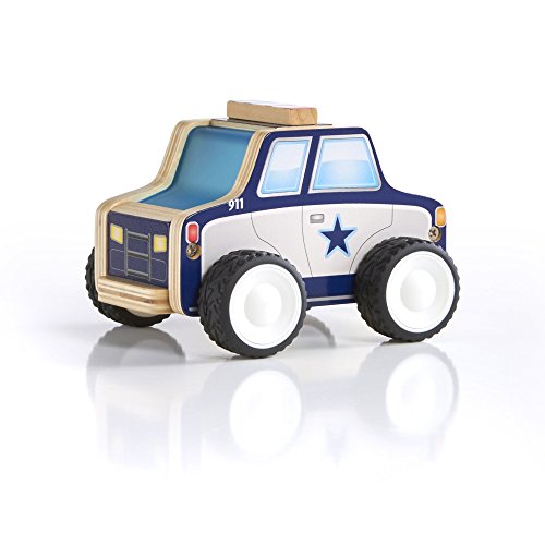 Guidecraft Jr Plywood Community Vehicles - Fire Truck, Emergency Helicopter, and Police Car - Kids Toys Set