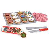 Melissa & Doug Slice and Bake Wooden Cookie Play Food Set Wooden Scoop and Serve Ice Cream Counter (28 pcs) - Play Food and Accessories