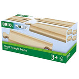 BRIO World 33334 - Short Straight Tracks - 4 Piece Wooden Train Tracks for Kids Ages 3 and Up