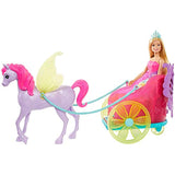 Barbie Dreamtopia Princess Doll, 11.5-in Blonde, with Fantasy Horse and Chariot