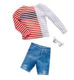 Barbie Clothes: 1 Outfit for Ken Doll Includes Striped Shirt, Denim Shorts & Sunglasses, Gift for 3 to 8 Year Olds