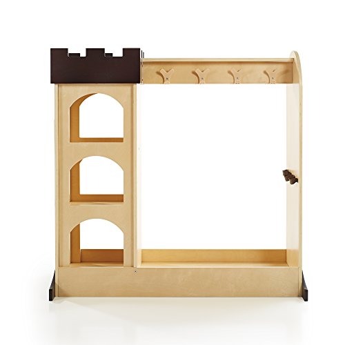 Guidecraft Castle Themed Dress Up Center : Dramatic Play Dresser with Mirror and Safe Hooks, Storage Armoire for Kids - Toddlers Costume Organizer, Children Playroom Furniture