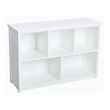 Guidecraft Classic White Bookshelf: Children's 5 Compartment Toy, Bin, Art, Clothes and Book Storage - Wooden Playroom and Bedroom Furniture For Kids