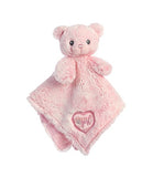 Aurora World Lil Girl Luvster Bear Blanket with Rattle Plush, Pink