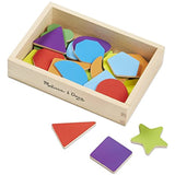 Melissa & Doug Shapes and Colors Wooden 25 Magnets-in-a-Box Gift Set & 1 Scratch Art Mini-Pad Bundle (09277)