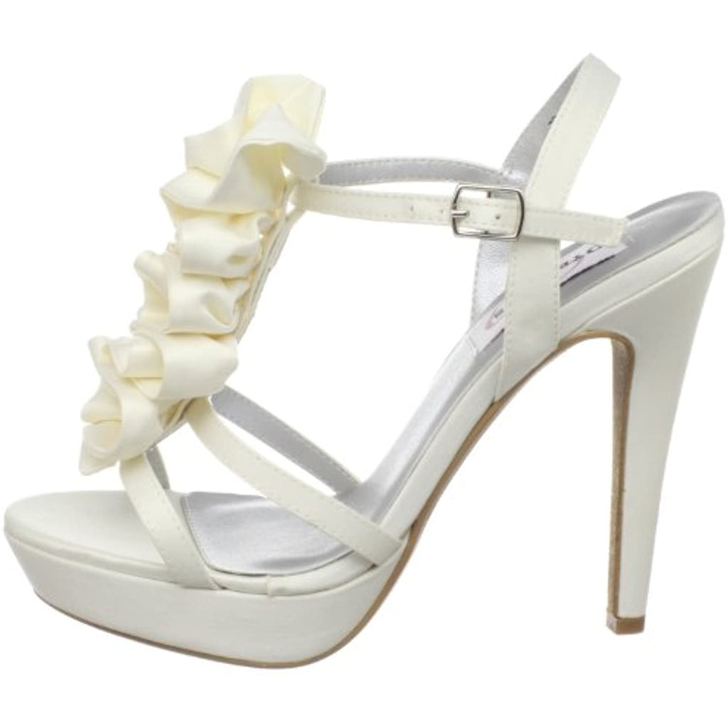 Dyeables Women's Ivy Ankle-Strap Sandal,Ivory Satin,6.5 B US