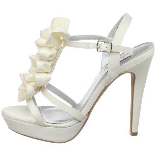 Dyeables Women's Ivy Ankle-Strap Sandal,Ivory Satin,11 B US