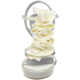 Dyeables Women's Ivy Ankle-Strap Sandal,Ivory Satin,9.5 B US