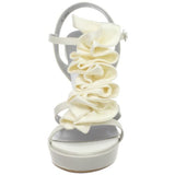 Dyeables Women's Ivy Ankle-Strap Sandal,Ivory Satin,11 B US