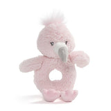 Baby GUND Toothpick Flamingo Rattle Plush Stuffed Animal 7.5", Pink