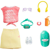 Barbie Fashions Roxy Clothing Set, Outfit Inspired by Roxy Includes Pink Graffit Tee & Yellow Mini Skirt, Hat, Sunglasses, Sandals, and Accessories, Gift for Kids 3 to 8 Years Old