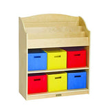 Guidecraft Book & Bin Storage Set: 6 Fabric Storage Bins, Book Display and Toy Storage Organizer for Kids; School Supply Furniture