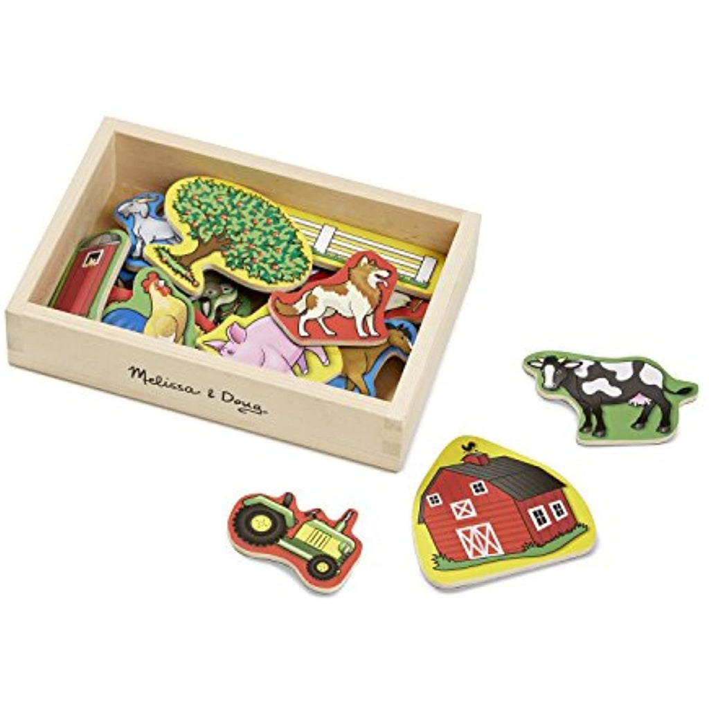 Melissa & Doug Farm Wooden 20 Magnets-in-a-Box Gift Set + FREE Scratch Art Mini-Pad Bundle [92791]