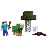 Minecraft Overworld Noob Adventure Pack Figures Accessories and Papercraft Blocks, Complete Play in a Box, Toy for Kids Ages 6 Years and Older