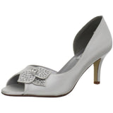 Dyeables Women's Tyra Peep-Toe Pump,White Satin,9 M US