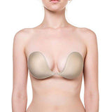 NuBra L398 Feather Lite Push Up Plunge Adhesive Bra, Nude, Cup E