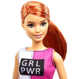 Barbie Fitness Doll, Red-Haired, with Puppy and 9 Accessories, Including Yoga Mat with Strap, Hula Hoop and Weights, Gift for Kids 3 to 7 Years Old