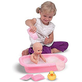 Melissa & Doug Bundle Includes 2 Items Mine to Love Annie 12-Inch Drink and Wet Poseable Baby Doll with Potty, Bottle, Pacifier, Diaper, Dress Mine to Love Baby Doll Bathtub and