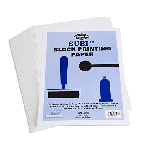 Melissa & Doug Scratch Art Subi Block Printing Paper (9 x 12 inches, White - 100 Sheets, Great Gift for Girls and Boys - Best for 5, 6, 7, 8, 9 Year Olds and Up)
