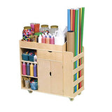 Guidecraft Art Activity Cart - Rolling Wooden Storage Cabinet and Shelves; Arts and Crafts Supply School Furniture