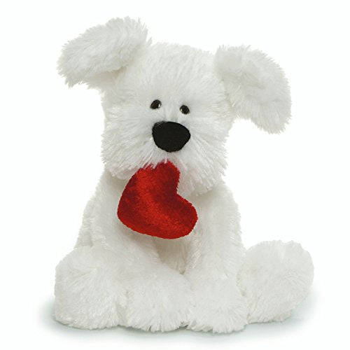 GUND Valentine's Day Romeo Dog Holding Heart Plush Stuffed Animal, White, 5"