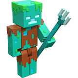 Minecraft Drowned Zombie 3.25" scale Video Game Authentic Action Figure with Accessory and Craft-a-block