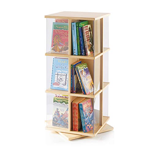 Guidecraft Rotating Book Display 3 Tier: Bookshelf, Storage Rack for Kids Classroom, Media Display and Storage