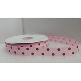 Polyester Grosgrain Ribbon for Decorations, Hairbows & Gift Wrap by Yame Home (7/8-in by 10-yds, Pearl Pink - Polka Dot)