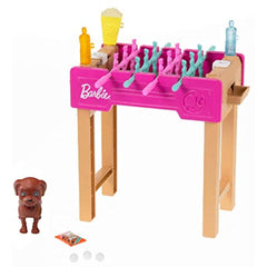 Barbie Mini Playset with Pet, Accessories and Working Foosball Table, Game Night Theme, Gift for 3 to 7 Year Olds