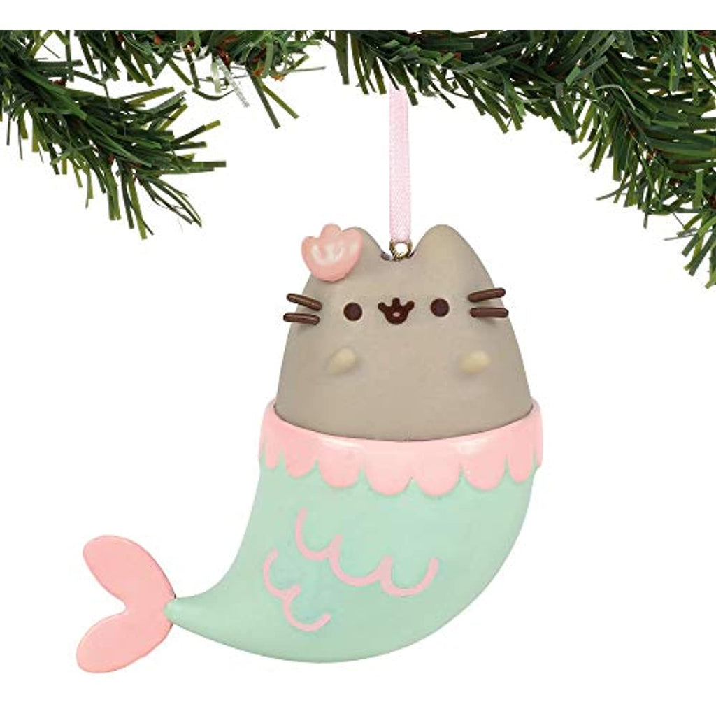 GUND Pusheen Christmas Stocking Ornament and Mermaid Ornament Bundle