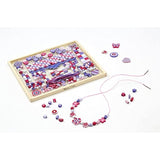 Melissa & Doug Shimmering Hearts Wooden Bead Set (45 Beads + 3 String Laces) + Free Scratch Art Mini-Pad Bundle [94955]