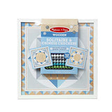 Melissa & Doug Double-Sided Wooden Solitaire & Chinese Checkers Board Game (Blue) with 60 Game Pieces (17.5 W x 17.5 L x 1.5 D), Great Gift for Girls and Boys - Best for 6, 7, 8 Year Olds and Up
