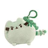 GUND Pusheen Pusheenosaurus Dinosaur Cat Plush Stuffed Animal Backpack Clip, Green, 4.5"