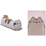 Pusheen GUND Tabby Cat Accessory Case Bundle with Pink Polka Dot Notebook, School Accessories Set for Students Teens Boys and Girls