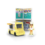 Melissa & Doug Magnetivity Magnetic Tiles Building Playset – Pizza & Ice Cream Shop w/Food Truck Vehicle (105 Pieces, STEM Toy)