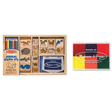 Melissa & Doug Wooden Stamp Set Bundle - Animal Stamp Set and Bonus Rainbow Stamp Pad